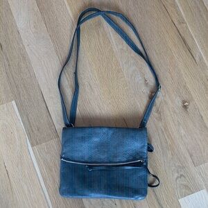 Roots Leather Blue Crossbody Bag